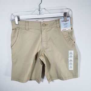 5 Pair Boys Uniform Shorts - 5 Khaki Size 8 Husky Cat & Jack Flat Front NWT